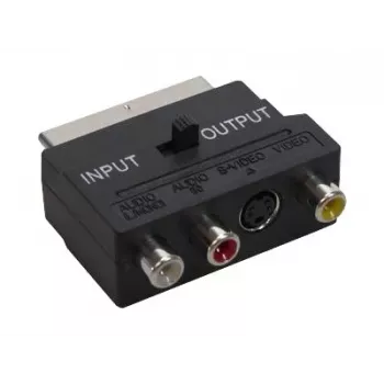 GoodConnections Alcasa 5525-3CU SCART na 3x RCA + S-Video adaptér s prepínačom smeru, čierny