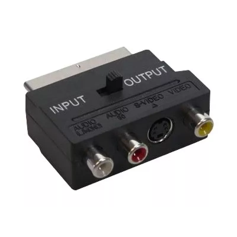 GoodConnections Alcasa 5525-3CU SCART na 3x RCA + S-Video adaptér s prepínačom smeru, čierny