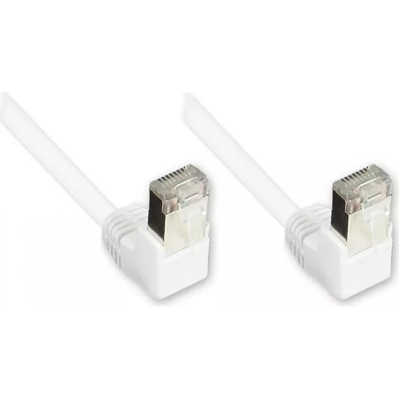 GoodConnections Cat. 5e F/UTP patch kábel, 2m, oba konce 90° zahnuté nadol, biely 805W-020WI