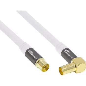 Good Connections GC-M2070 SmartFLEX TV uhlový anténny kábel - 30 m - IEC koaxiálny konektor samec uhlový na konektor samica - štvornásobne tienený 120dB 75 Ohm - pozlátené konektory - biela