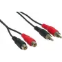 GoodConnections 5m RCA audio predlžovací kábel, 2x RCA konektor samec na 2x RCA konektor samica, stereo, čierny AS-5CV2