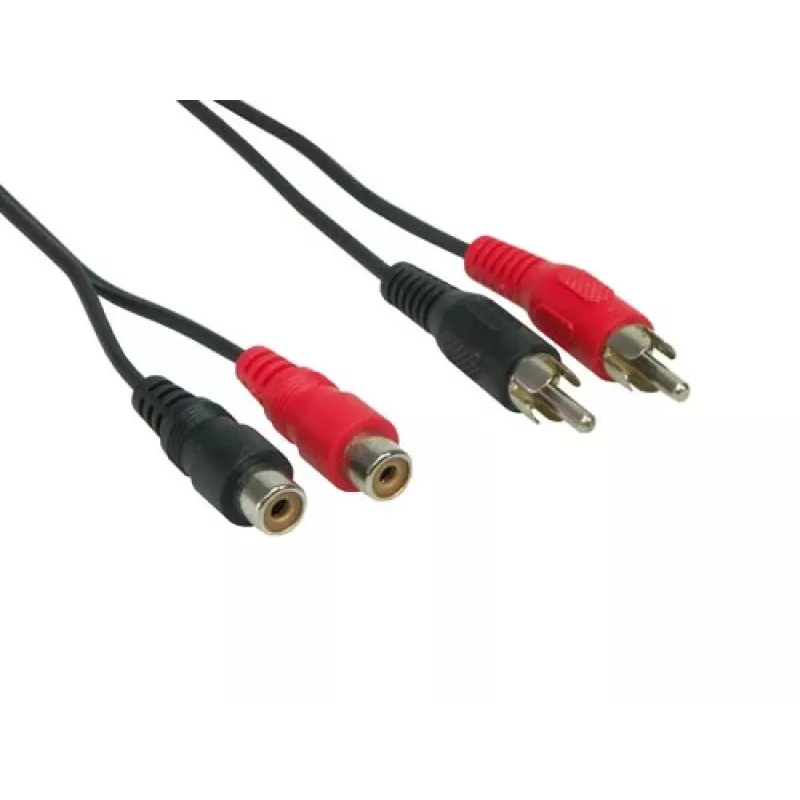 GoodConnections 5m RCA audio predlžovací kábel, 2x RCA konektor samec na 2x RCA konektor samica, stereo, čierny AS-5CV2