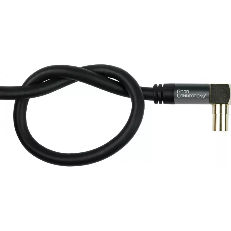 GoodConnections SAT anténny kábel SmartFLEX, uhlový IEC/koaxiálny konektor samec na konektor samica, pozlátený, štvornásobne tienený, 120 dB, čierny, 10 m (GC-M2077)