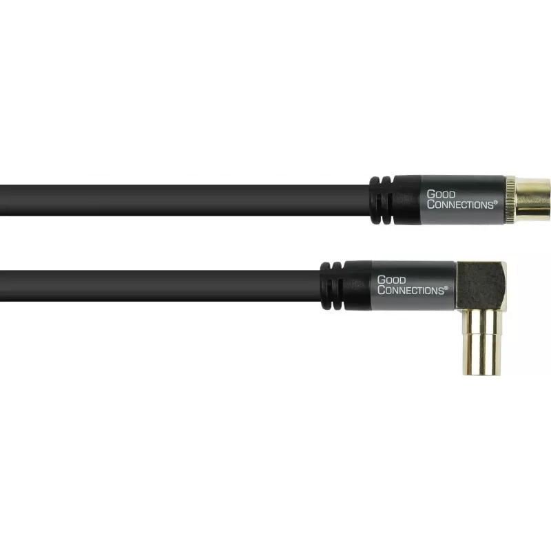 GoodConnections SAT anténny kábel SmartFLEX, uhlový IEC/koaxiálny konektor samec na konektor samica, pozlátený, štvornásobne tienený, 120 dB, čierny, 10 m (GC-M2077)