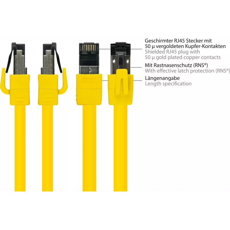 GoodConnections Alcasa Cat8.1 S/FTP Ethernet patch kábel, RJ45, žltá, 1,5 m 8080-015Y