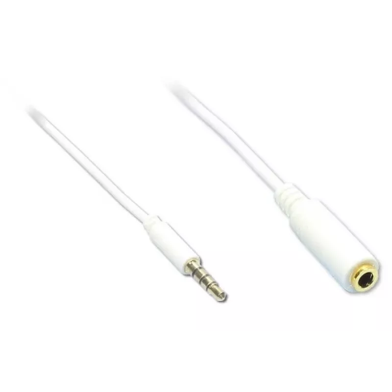 GoodConnections AS-35V4W2 3,5mm 4-pólový audio predlžovací kábel, konektor samec na konektor samica, biela, 2m