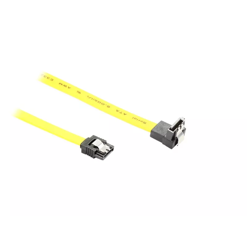 GoodConnections SATA 6 Gb/s kábel s kovovou sponou, uhlový, 0,50 m, žltý 5047-AW05Y