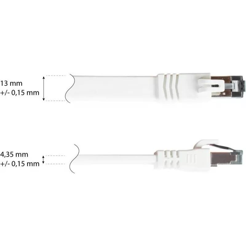 GoodConnections Cat. 8.1 plochý patch kábel U/FTP PiMF LSZH biely 0,5m 40Gbps 2000MHz 8080-F005W