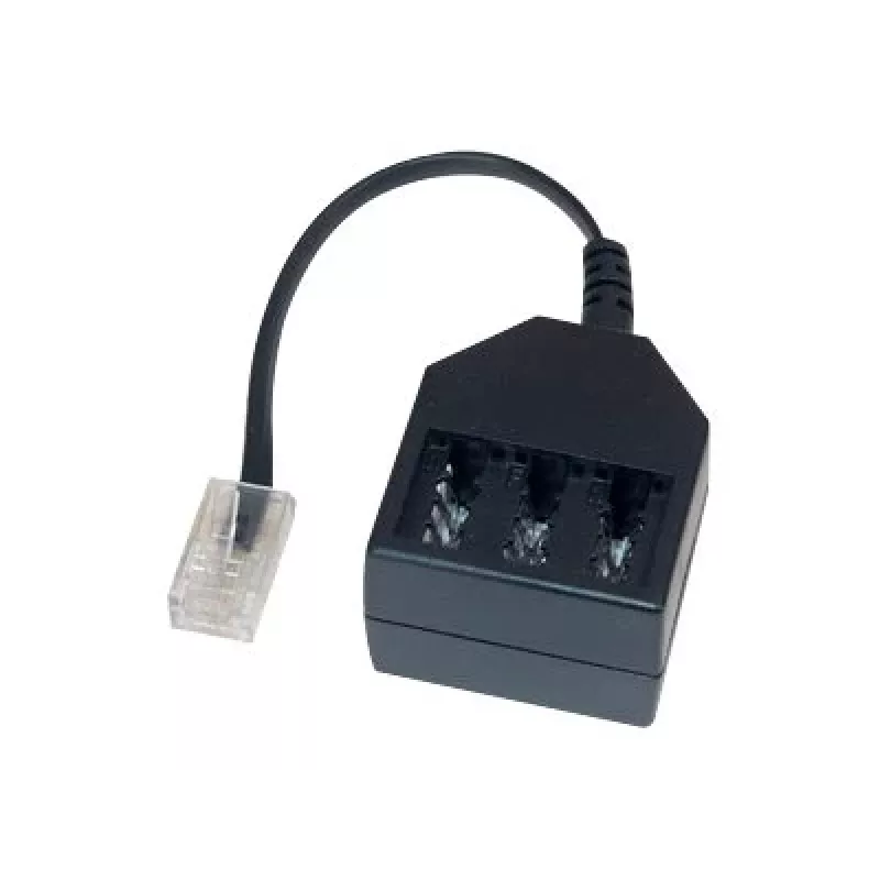 GoodConnections telefónny adaptér RJ45 (8P4C) konektor samec na TAE-F konektor samica, 20cm, čierny T4A-NFF