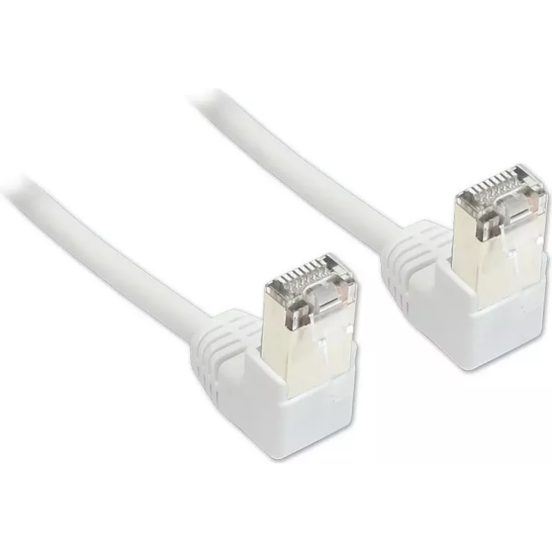 GoodConnections Cat. 5e F/UTP patch kábel, biely, 5 m, RJ45 konektory zahnuté 90° nadol 805W-050WI