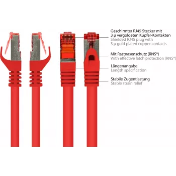 GoodConnections Alcasa 8060-400R Cat6 S/FTP patch kábel, RJ45 konektor samec na samec, 40 m, pozlátený