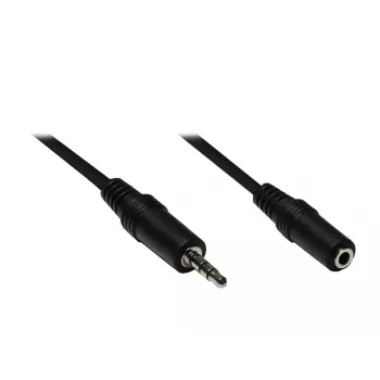 GoodConnections 3,5 mm audio predlžovací kábel, konektor samec na samica, 3-pólový, čierny, 2,5 m AS-35V25