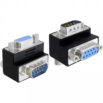 Delock adaptér D-Sub 9 pin konektor samec na samica 270° zahnutý čierny 65265