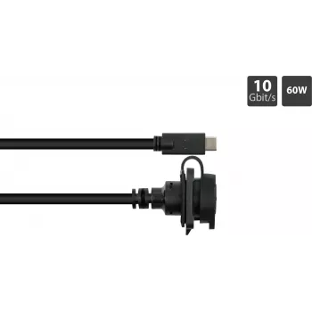 GoodConnections S1 priemyselný USB-C kábel, USB 3.2 Gen 2, 10 Gbps, M16 zabudovateľný, IP65/67, 1 m, čierny (IC01-16U3102-010)