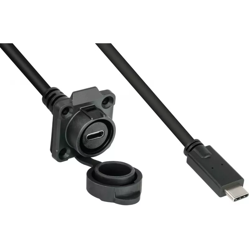 GoodConnections IC01-16U3102-010 S1 priemyselný USB-C kábel, USB 3.2 Gen 2, zástrčka na vstavanú zásuvku, M16, IP65/67, 1 m