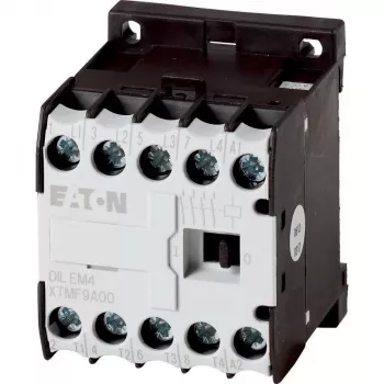 Eaton DILEM4-G (24 V DC) mini stýkač, 3-pólový, 9 A, 4 kW, 1 NO pomocný kontakt, skrutkové svorky, IP20, čierna/biela 012701