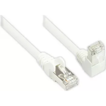Good Connections 806W-003W Cat.6 S/FTP PiMF patch kábel, 250 MHz, RJ45, 90° smerom nadol uhlový, biela, 0,25 m