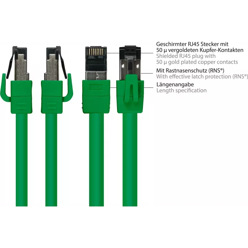 GoodConnections Alcasa 8080-005G Cat8.1 S/FTP patch kábel, 0,5 m, zelená