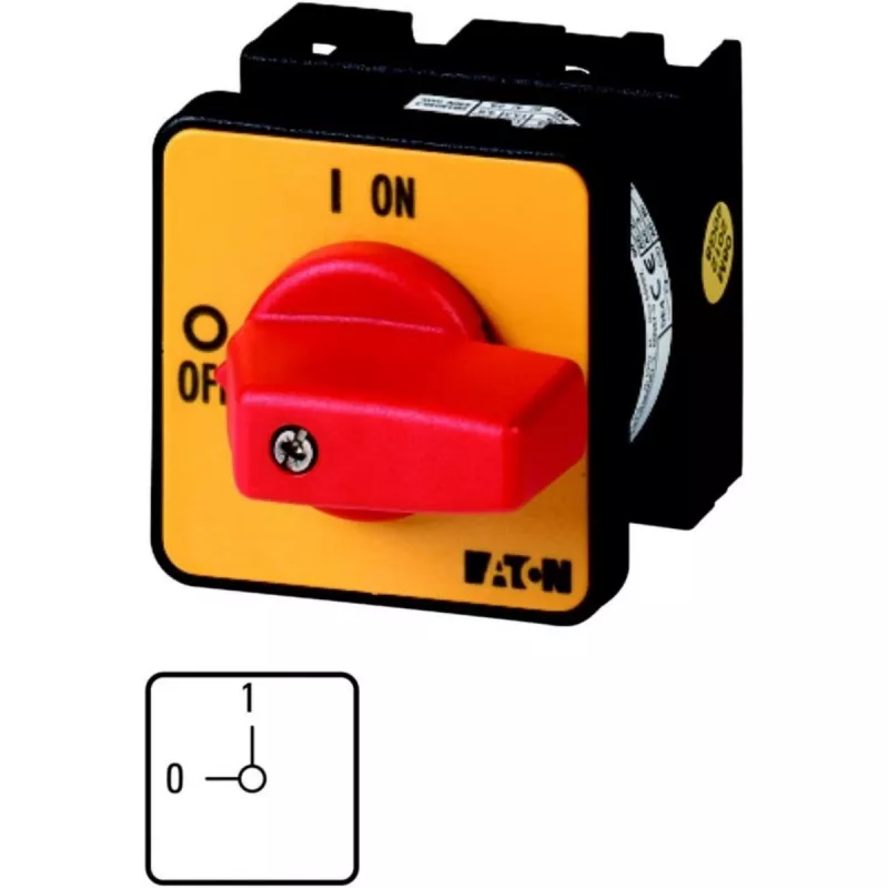 Eaton T0-2-1/E-RT 3-pólový vačkový spínač 20 A, IP65, červený/žltý 011082