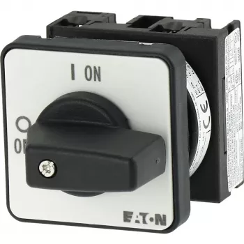 Eaton T0-1-102/E 2-pólový vypínač ZAP-VYP, 20A, IP65 predná, čierna rukoväť s bielou legendovou doskou 088709