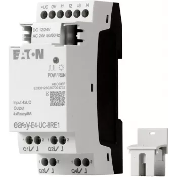 Eaton easyE4 riadiace relé EASY-E4-UC-8RE1, 8 vstupov, 4 reléové výstupy, 12/24 V DC, 24 V AC, Ethernet, DIN lišta