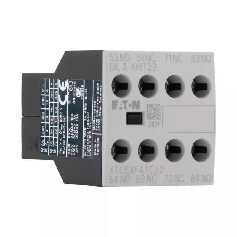 Eaton DILA-XHIT22 blok pomocných kontaktov, 2NO+2NC, čelná montáž, skrutkové svorky, čierna/biela 101044
