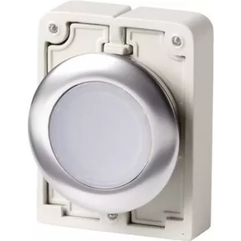 Eaton M30C-FDRL-W plochý okrúhly tlačidlový ovládač, chrómový ozdobný prstenec, biely 182950