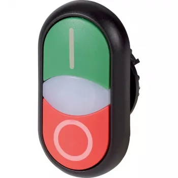 Eaton M22S-DDL-GR-X1/X0 osvetlený ovládač tlačidla, Momentary, zelený šošovka, čierny plastový golier, montáž 22,5 mm, IP66/IP67/IP69K 216701