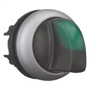 Eaton M22-WLK3-G prepínač, 3-polohový, aretovaný, zelený páčka, titánová clona, 22,5 mm 216837