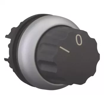 Eaton M22-W voličový ovládač, 3 polohy aretované, čierny, plastový predný krúžok, montáž 22,5 mm