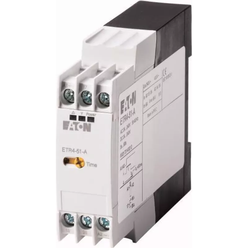 Eaton ETR4-51-A hviezda-trojuholník časové relé, 24-240V AC/DC, 3-60s, 2 CO, DIN lišta 031884