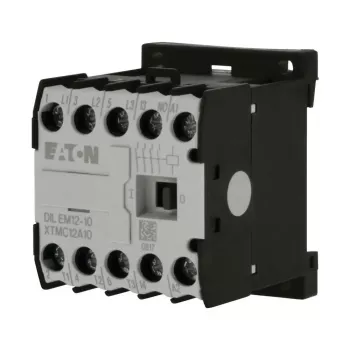 Eaton DILEM12-10 mini stýkač, 3-pólový, 12 A, cievka 230 V 50 Hz / 240 V 60 Hz, 1 NO pomocný kontakt, IP20, čierna/biela 127075