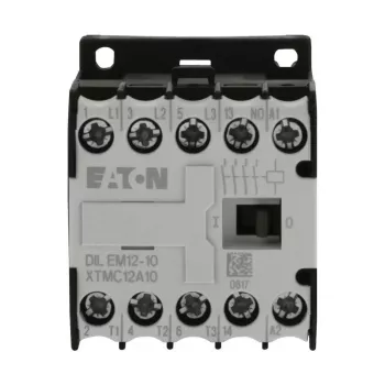 Eaton DILEM12-10 mini stýkač, 3-pólový, 12 A, cievka 230 V 50 Hz / 240 V 60 Hz, 1 NO pomocný kontakt, IP20, čierna/biela 127075