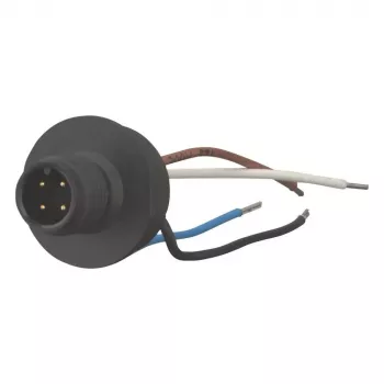 EATON M12 A-kódovaný 4-pólový rovný konektor, skrutková svorka, IP65/IP67, 230V/4A, PBT puzdro, zlaté kontakty, kábel 4-6mm 266135