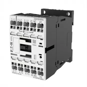 EATON DILM12-199244 3-pólový výkonový stýkač, 12 A, 230 V 50 Hz / 240 V 60 Hz cievka, 1 NO pomocný kontakt, skrutkové svorky