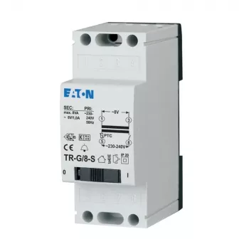 Eaton TR-G/8-S zvončekový transformátor 230V na 8V 8VA montáž na DIN lištu 272482