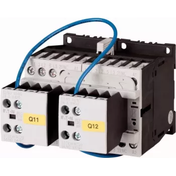 EATON reverzačný stýkač 4 kW 400 V AC, 230 V 50 Hz cievka, 3-pólový, 2NO+2NC, DIN lišta 278086
