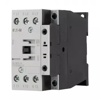 Eaton DILM25-01(RDC24) 3-pólový stýkač, 24 V DC cievka, 25 A AC-3, 1 NC pomocný kontakt, IP00, čierna/biela 277178