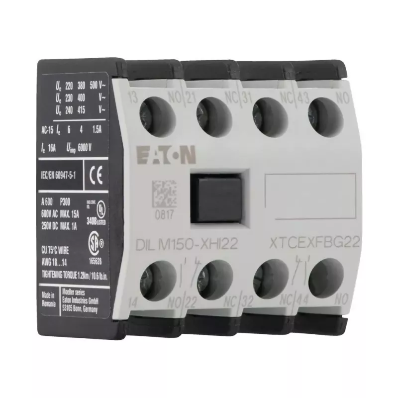Eaton DILM150-XHI22 blok pomocných kontaktov, 2NO+2NC, čelná montáž, skrutkové svorky 277950