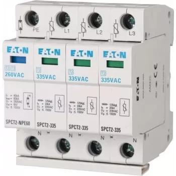 EATON SPCT2-335-3+NPE prepäťová ochrana typ 2, 3-fázová + neutrál + PE, 335 V AC, 40 kA Imax, DIN lišta 167622
