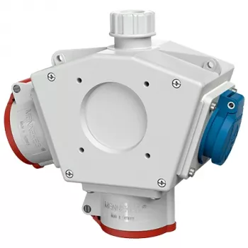 MENNEKES Standard-Delta-Box 92916 Delta Box, 1x CEE 16A 5-pólová 400V, 2x Schuko 230V, IP44, sivý