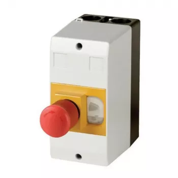 Eaton CI-PKZ01-PVT ovládacie puzdro na omietku s tlačidlom núdzového zastavenia, polykarbonát, svetlosivá, IP65, 158 x 80 x 177 mm 281406
