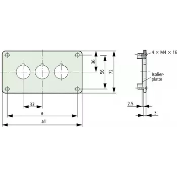 Eaton M22-E3Q hliníkové puzdro pre ovládaciu stanicu, sivé, 3 výrezy, IP65 216544