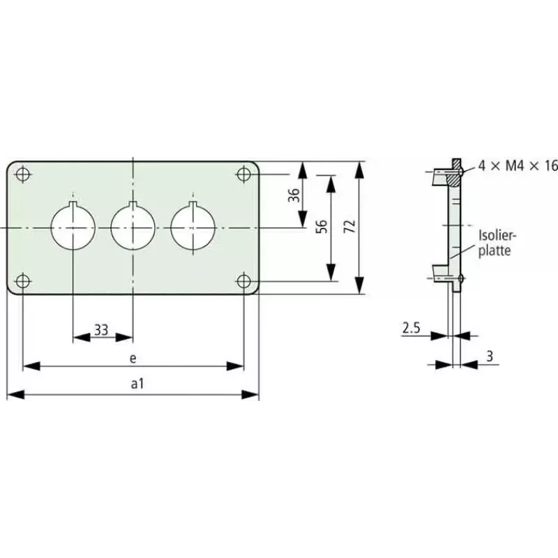 Eaton M22-E3Q hliníkové puzdro pre ovládaciu stanicu, sivé, 3 výrezy, IP65 216544