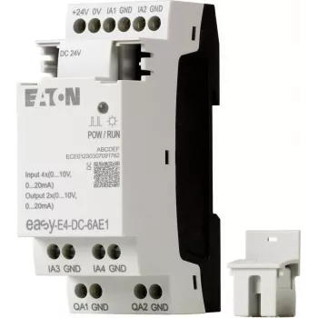 Eaton EASY-E4-DC-6AE1 modul PLC riadenia, 12/24 V DC, 6 digitálnych vstupov, 2 analógové vstupy, 4 reléové výstupy, rozšíriteľný, integrovaný LCD
