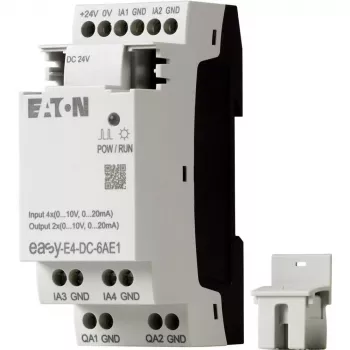 Eaton EASY-E4-DC-6AE1 modul PLC riadenia, 12/24 V DC, 6 digitálnych vstupov, 2 analógové vstupy, 4 reléové výstupy, rozšíriteľný, integrovaný LCD