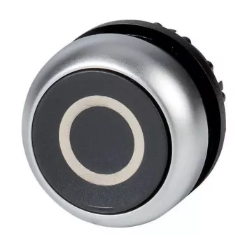 Eaton M22-D-S-X0 tlačidlový ovládač, čierny, zápustný, tlačný, kovový predný krúžok, 22,5 mm 216609