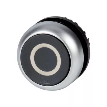 Eaton M22-D-S-X0 tlačidlový ovládač, čierny, zápustný, tlačný, kovový predný krúžok, 22,5 mm 216609
