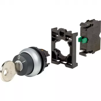 Eaton M22-WS-K10-BVP kľúčový spínač, 2 polohy, aretovaný, čierny plastový predný krúžok, kľúč K10, 22,5 mm 110921