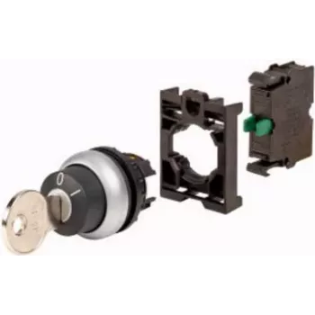 Eaton M22-WS-K10-BVP kľúčový spínač, 2 polohy, aretovaný, čierny plastový predný krúžok, kľúč K10, 22,5 mm 110921